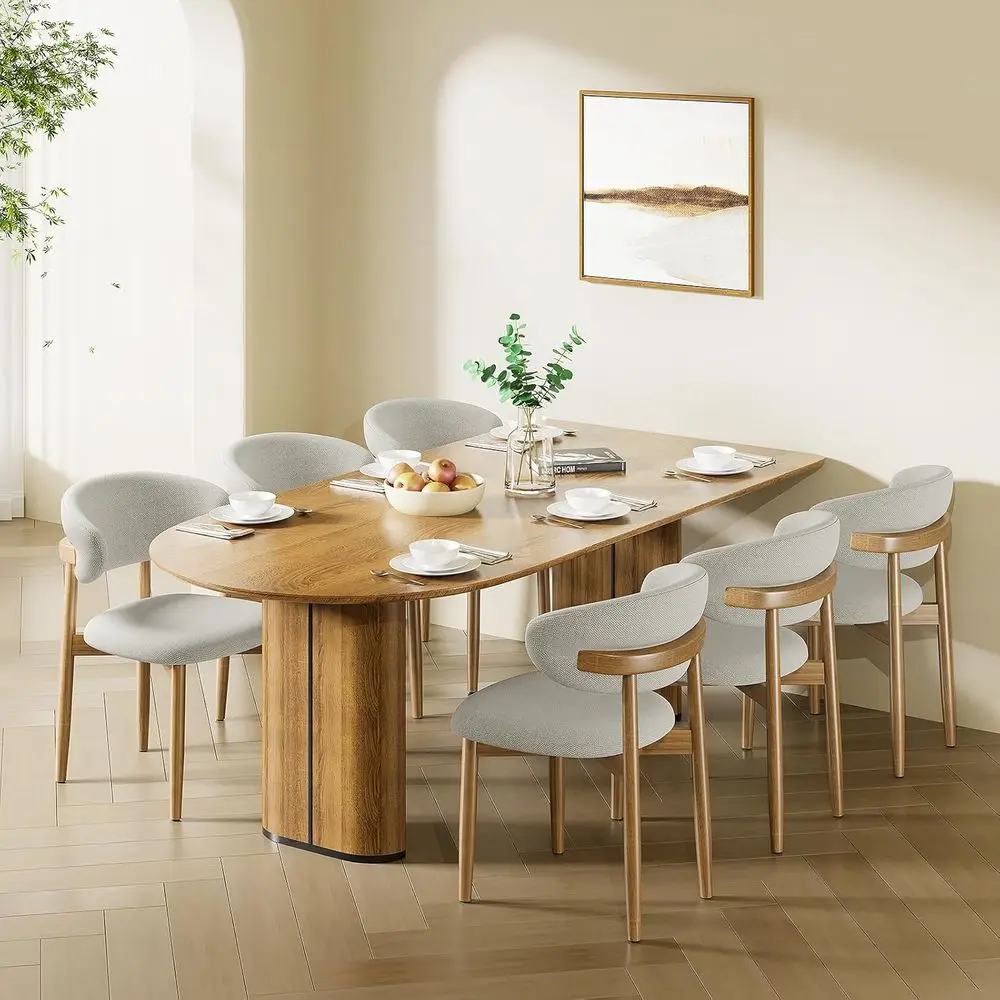 

Wooden Dining Chairs Set o 6,armhouse Kitchen Chairs with Curved Back,ern abric Upholstered Chairs or Dining Room,Grey