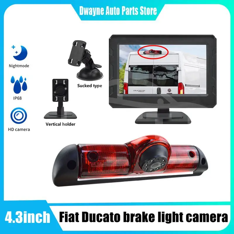 

For Fiat Ducato Peugeot Boxer Citroen Jumper Car Brake Light Rear View Camera Night Vision Reverse With 4.3-Inch Display Screen