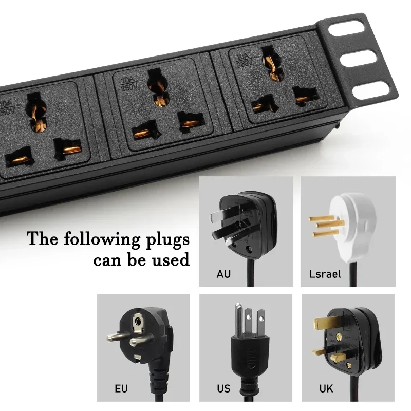 PDU power strip network cabinet rack 2-8AC 10A universal socket 16A-4000W air switch 2 meter extension cable socket