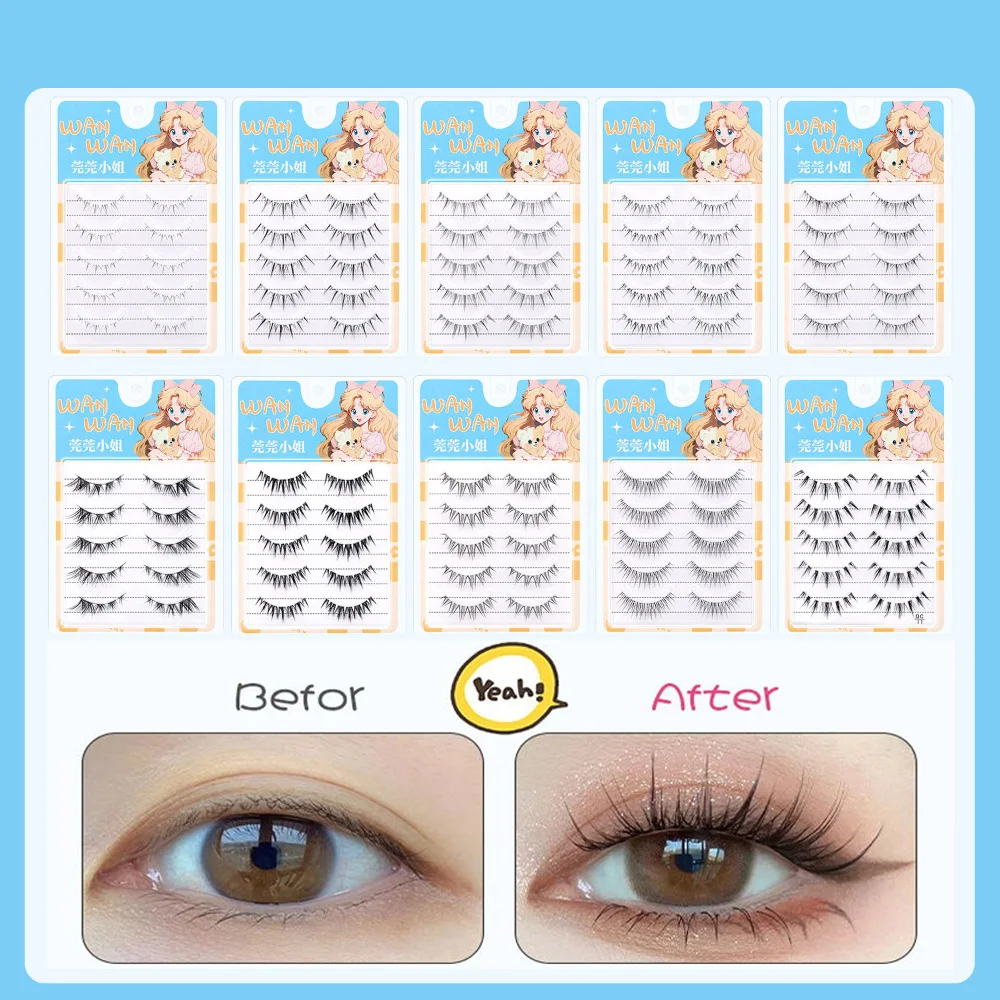 

Hot Selling False Eyelashes Natural Manga Fairy Fake Eyelash Transparent Terrier Single Cluster Lashes Idol Eye Makeup
