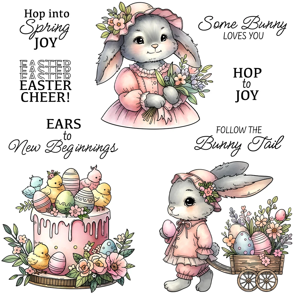 Mangocraft Eater Colorful Eggs Rabbit Bunny Girls Clear Stamp DIY Scrapbooking Supplies Silicone Stamp For Cards Albums Decor