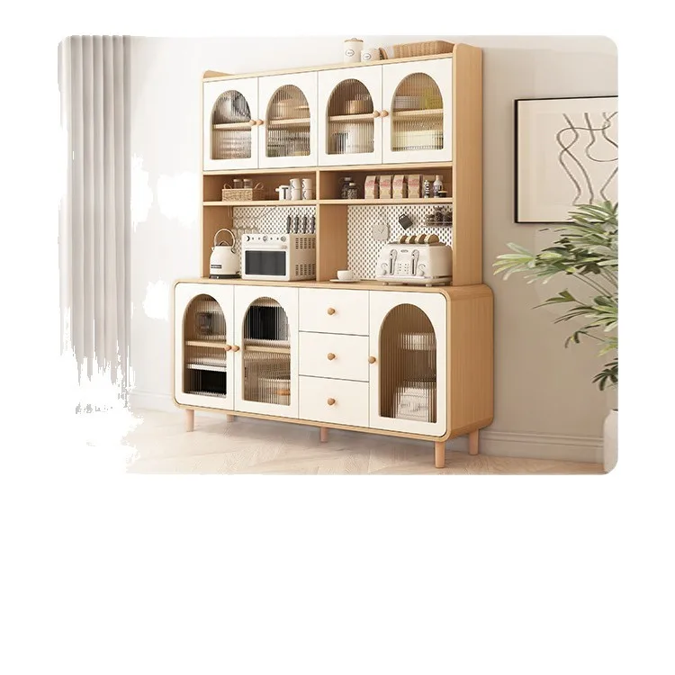 Cream wind high dining side cabinet integrated against the wall household kitchen living room wine cabinet modern simplicity