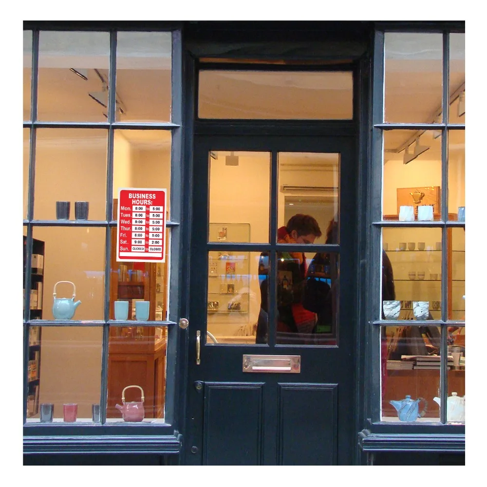 Sticker Business Store or Office Open Signs Waterproof Business Hours Sign Sunscreen