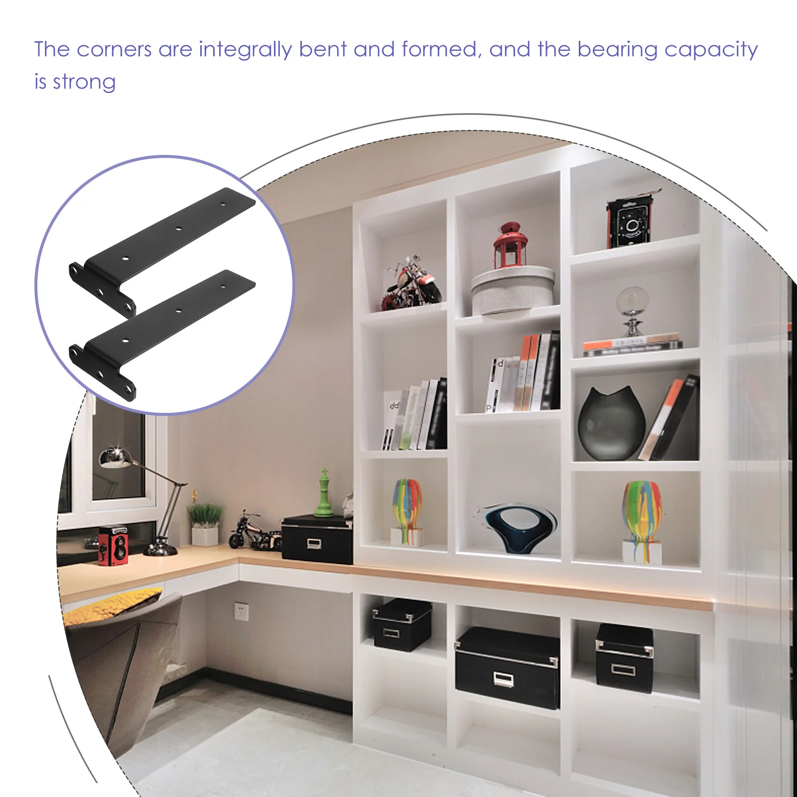 

2pcs 10 Inch Wall Mounted Shelf Brackets Steel Heavy Duty Floating Shelf Holder Support For Kitchen Bathroom Workshop Decorative