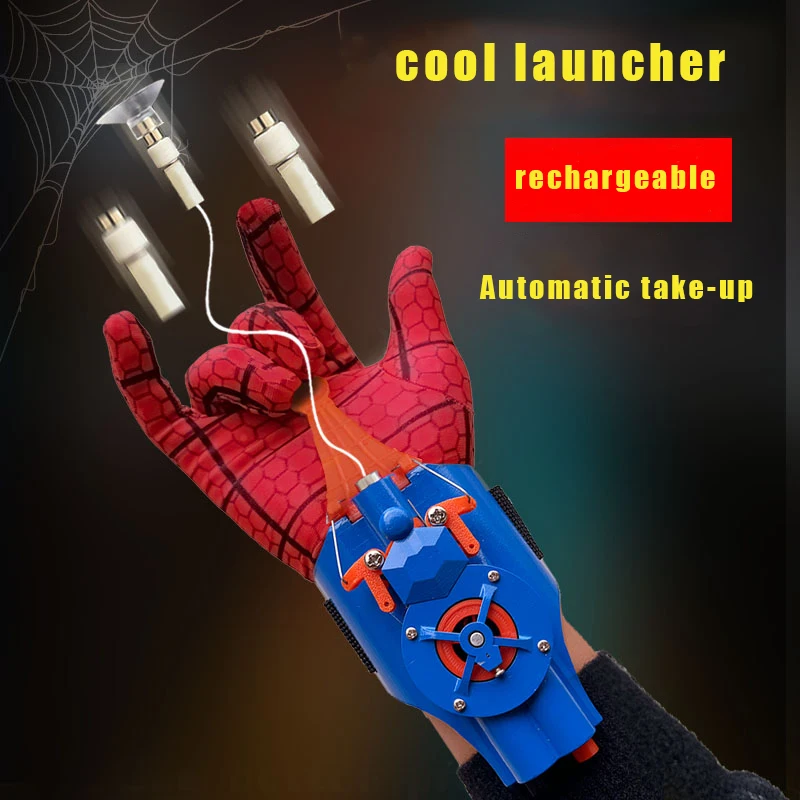 2024 Disney Movies Spiderman Spinning Launcher Rope Wrist Spray Net Device Rope Anime Black Technology Cosplay Props Toys Gifts