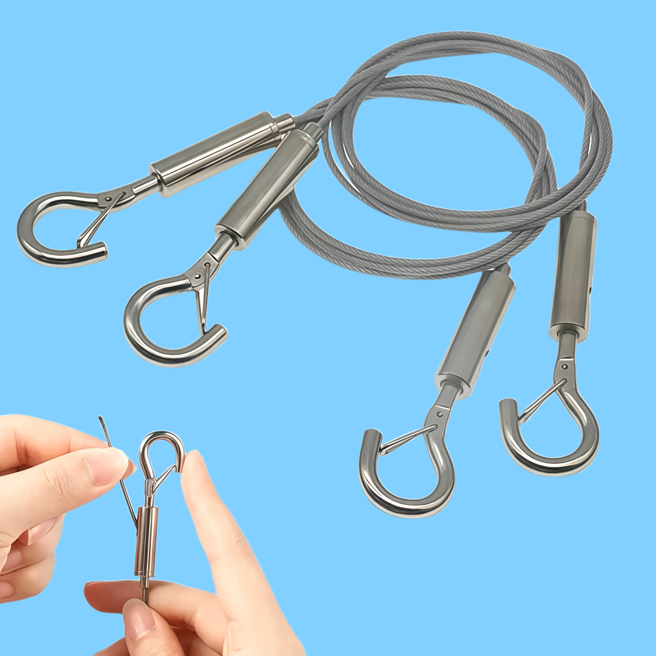 Adjustable Wire Picture Hanging Kit, Stainless Steel Wire for Hanging Pictures, Tool Free Cables Hanging Rope with Hooks 40 lbs