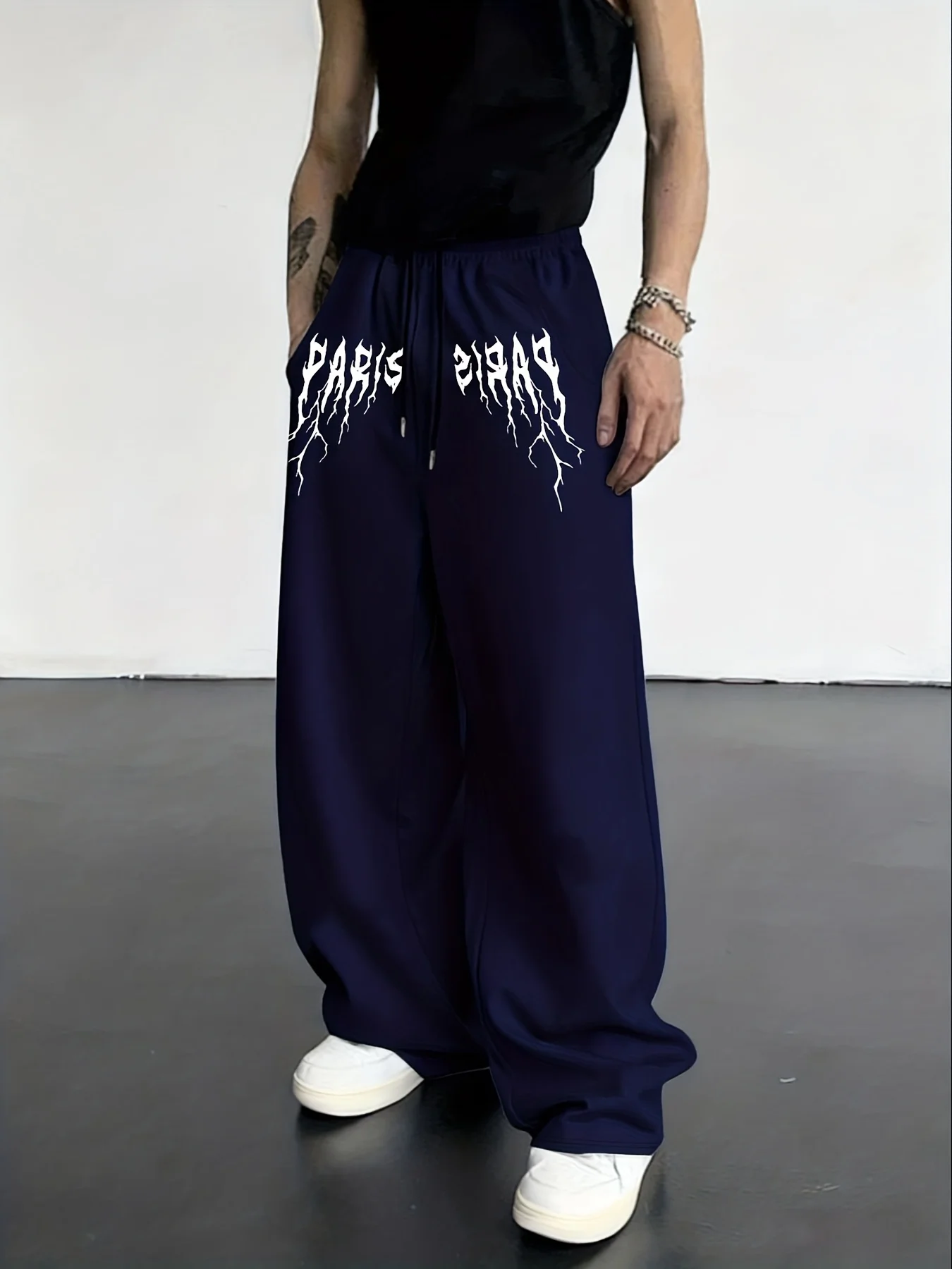 

Men's Symmetrical Abstract "paris" Graphic Print Drawstring Waist Track Pants Regular Casual Comfortable Classic Versatile