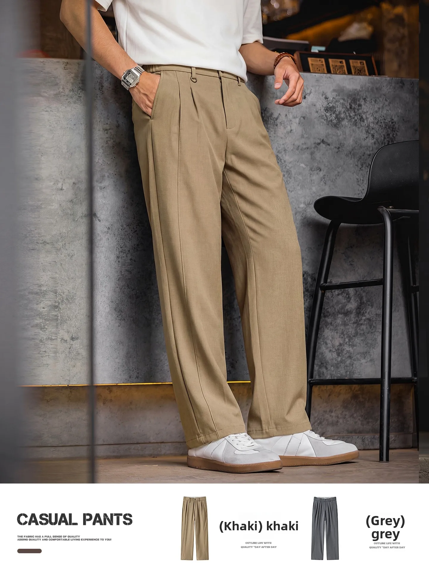 Casual Straight Leg Men's Pants Summer Modal Blend Iron Free West Pants Lightweight Business Micro Cone Easy Care Long Trousers