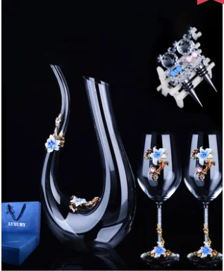 Lily enamel crystal red wine cup decanter set creative goblet cup high-end gift box wedding gift