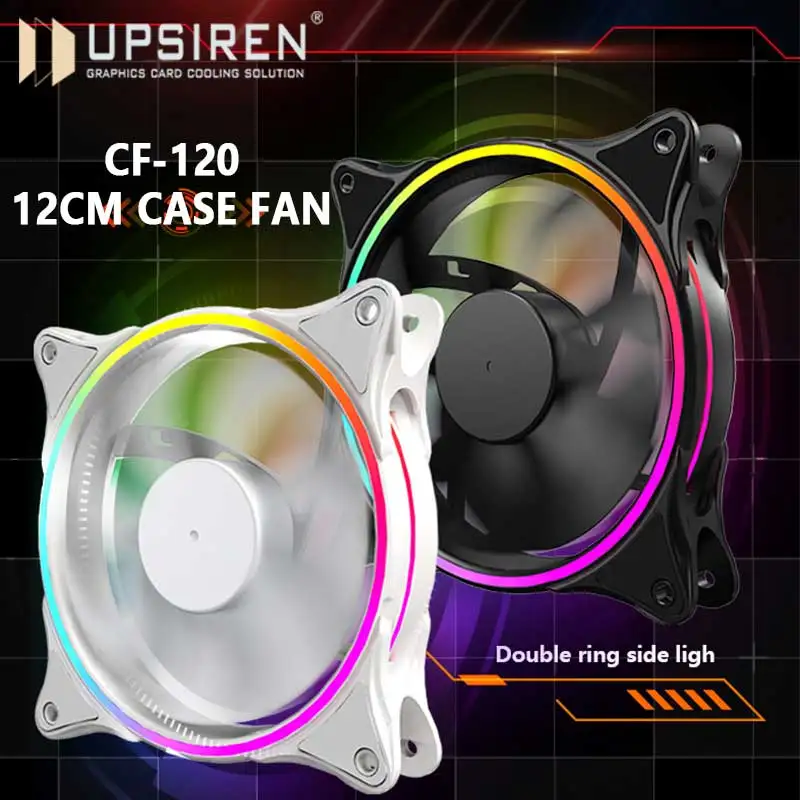 UPSIREN CF-120 Case fan 12cm 5V 3Pin ARGB and 4Pin PWM High performance mute cooling fan Halo light effect