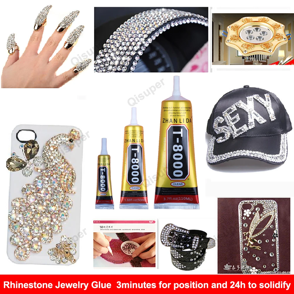 T8000 Precision Glue Jewelry Rhinestone Shoe Phone Repair DIY Adhesive Crystal Clothes Textiles Logo Patches Leather Fabric Bond