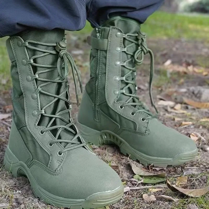 

Высокие мужские водонепроницаемые кожаные походные рабочие ботинки, нескользящие легкие боевые и тактические дышащие ботинки для пустыни