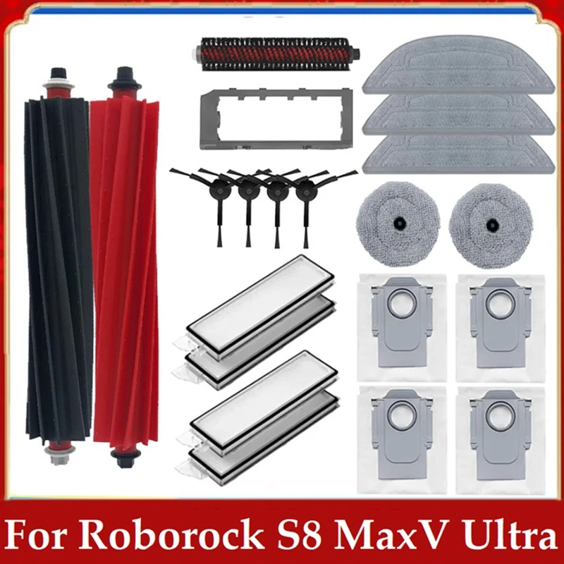 HOT 21PCS For Roborock S8 Maxv Ultra Robot Vacuum Cleaner Accessories Main Side Brush Hepa Filter Mop Dust Bags Spare Parts