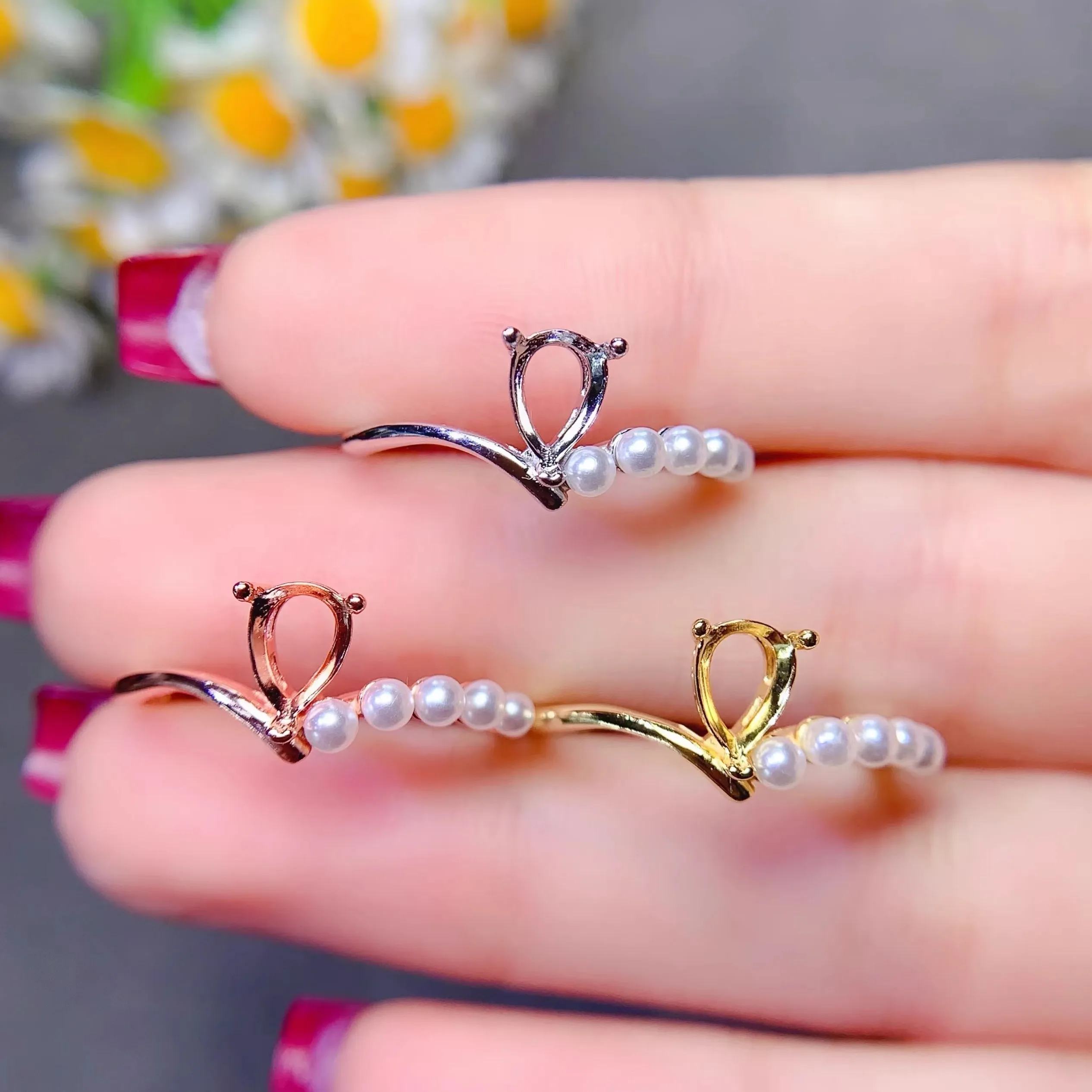 L 5*7mm Waterdrop Shaped Stone Settings S925 Sterling Silver DIY Ring Fine Weddings Design Light Charm Luxury Zircon for Woman