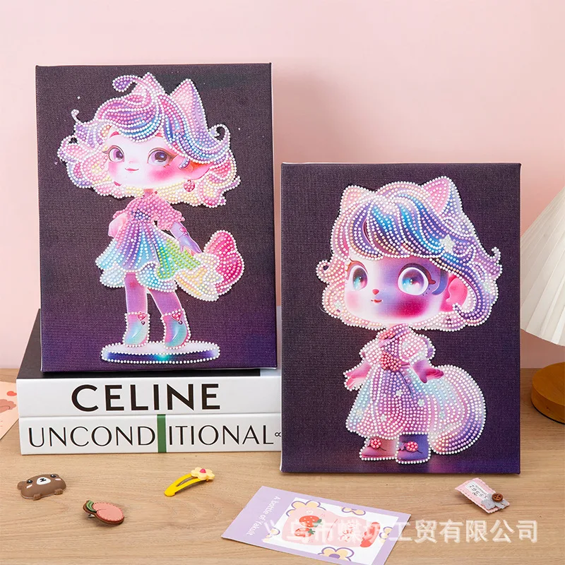 Luminous Princess Diamond PaintingdiyChildren's Cartoon Handmade Stick-on Crystals Painting3DAnime Girl Brick Painting Stall Pop