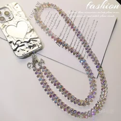 Crystal Slant Lanyard Can Be Hung Mobile Phone Bag Multi-purpose Mobile Phone Charm Crystal Lanyard Pure Hand-beadedchain