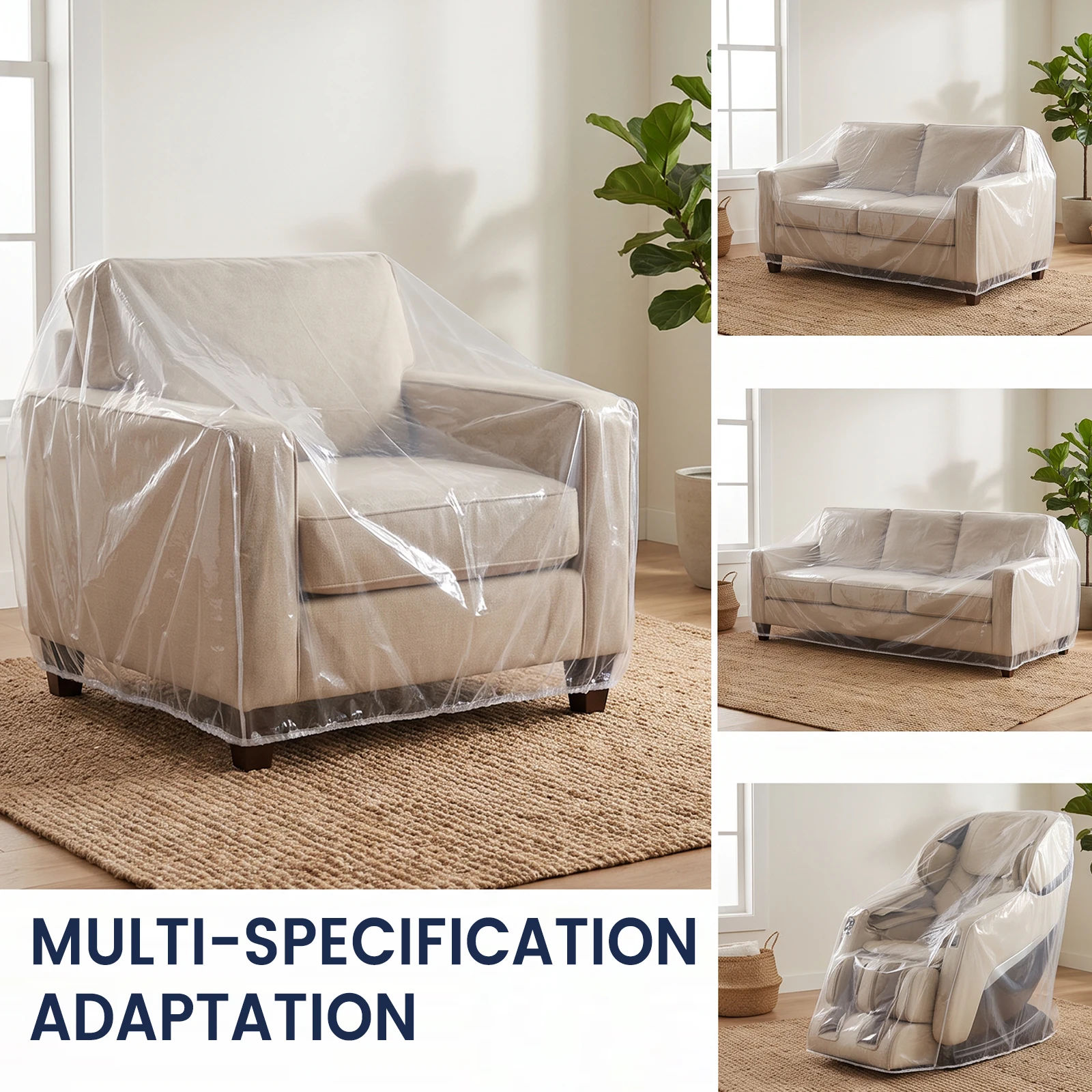 Clear Plastic Couch Cover Dustproof Furnishing Protector Waterproof Sofa Chair Cover Against Cat Dog Clawing