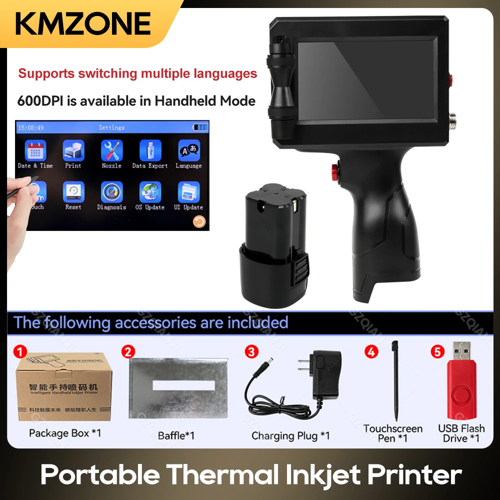 

Portable thermal inkjet printer 25 language code number logo expiry date label plastic carton hand jet machine