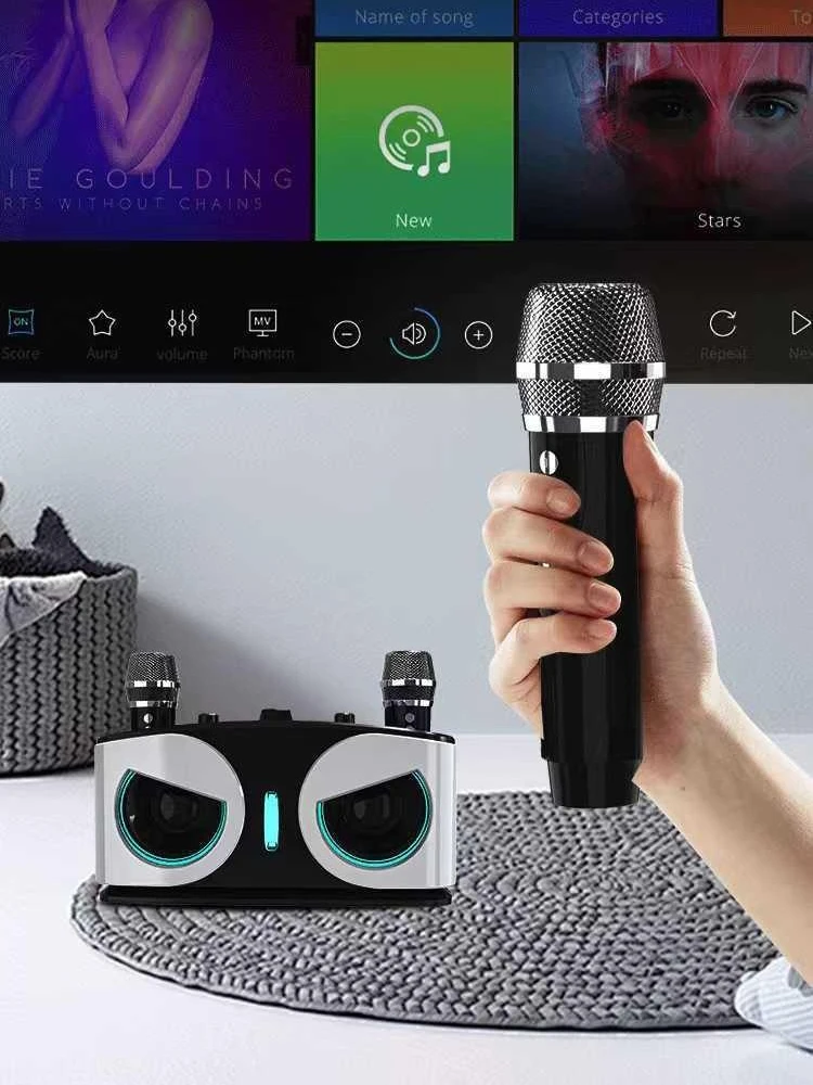 Karaoké Portable sans fil Bluetooth haut-parleur avec Microphone Machine caisson De basses puissant boîte De son musique Caixa De Som Bocina Audio