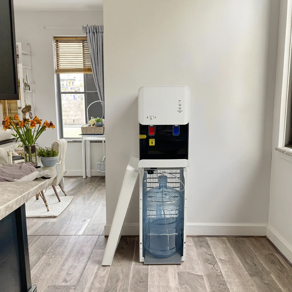 Bottom Loading Water Dispenser Floor Standing Water Cooler Hot and Cold for Executive Office Use With Child Safety Lock Unit