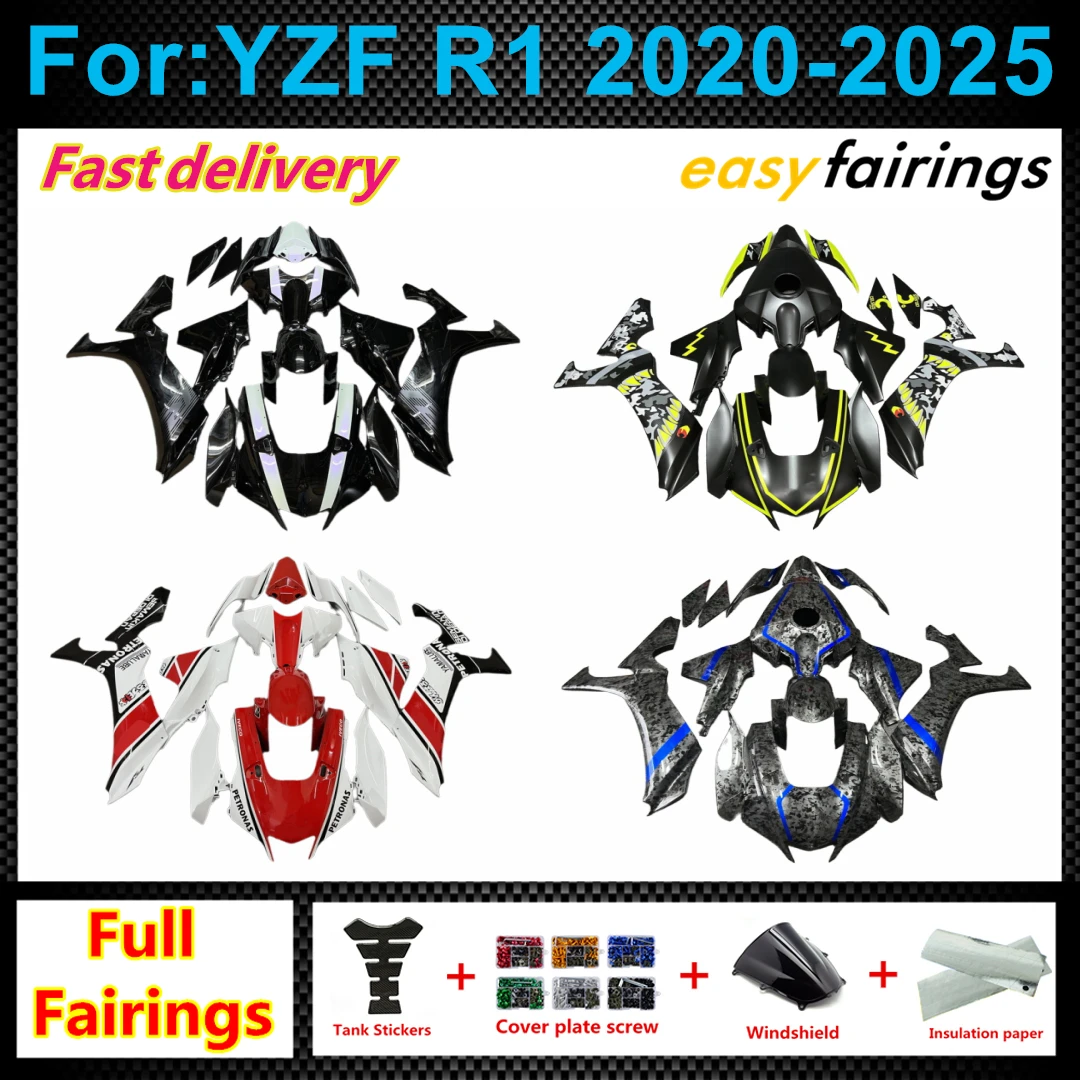 Complete Bodywork Fairing Panels Kit For R1 2020‑2025 Aftermarket ABS Fairings Set Pre‑Drilled Holes Install Motorcycle Parts