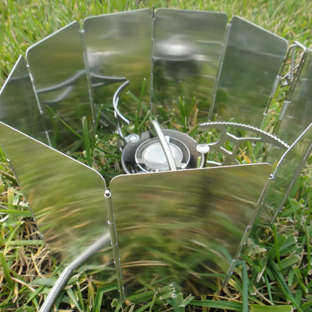 

10pcs Outdoor Aluminum Windscreen Foldable Stove Shield For Camping Picnic Hiking Cooking Flame Guard Lightweight Portable Wind