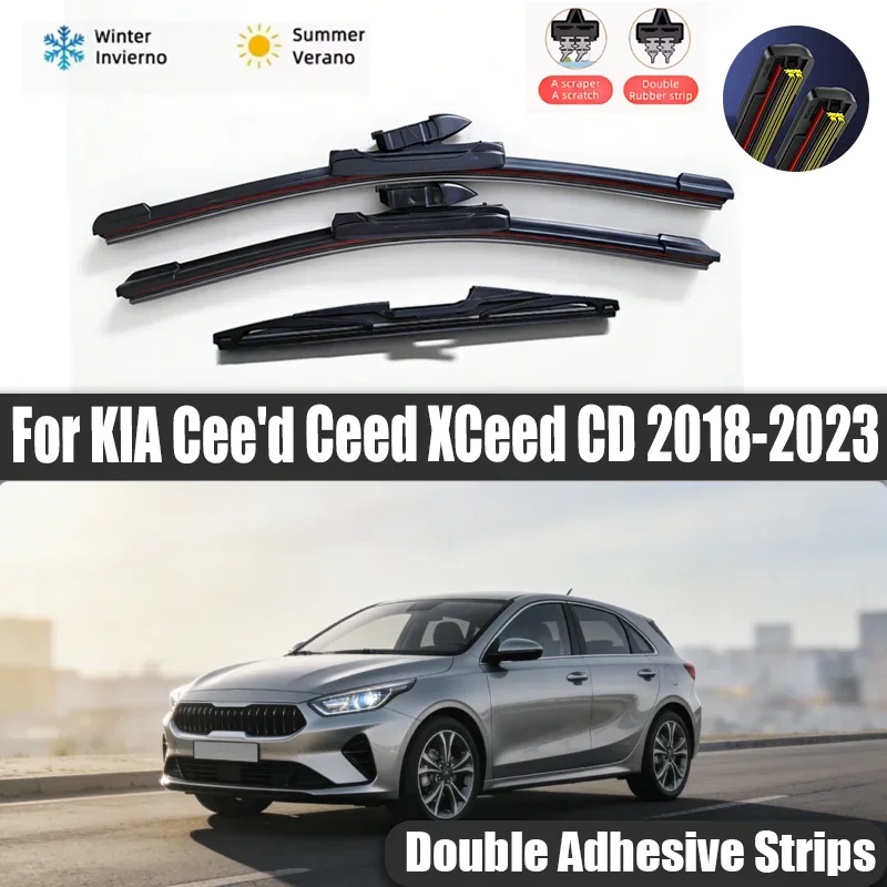 

26'+16'+12' for Kia Ceed XCeed CD 2018-2023 2019 2020 front and rear wiper blades windshield windshield window brush