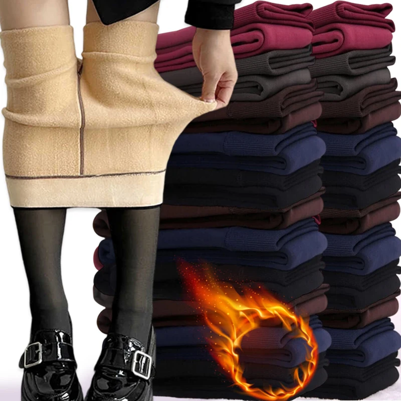 2025 جديد كبير الحجم زائد أفخم سميكة السراويل الضيقة الأسود ضيق بناطيل تدفئة سراويل قطنية المرأة القدم Stomping جوارب طويلة