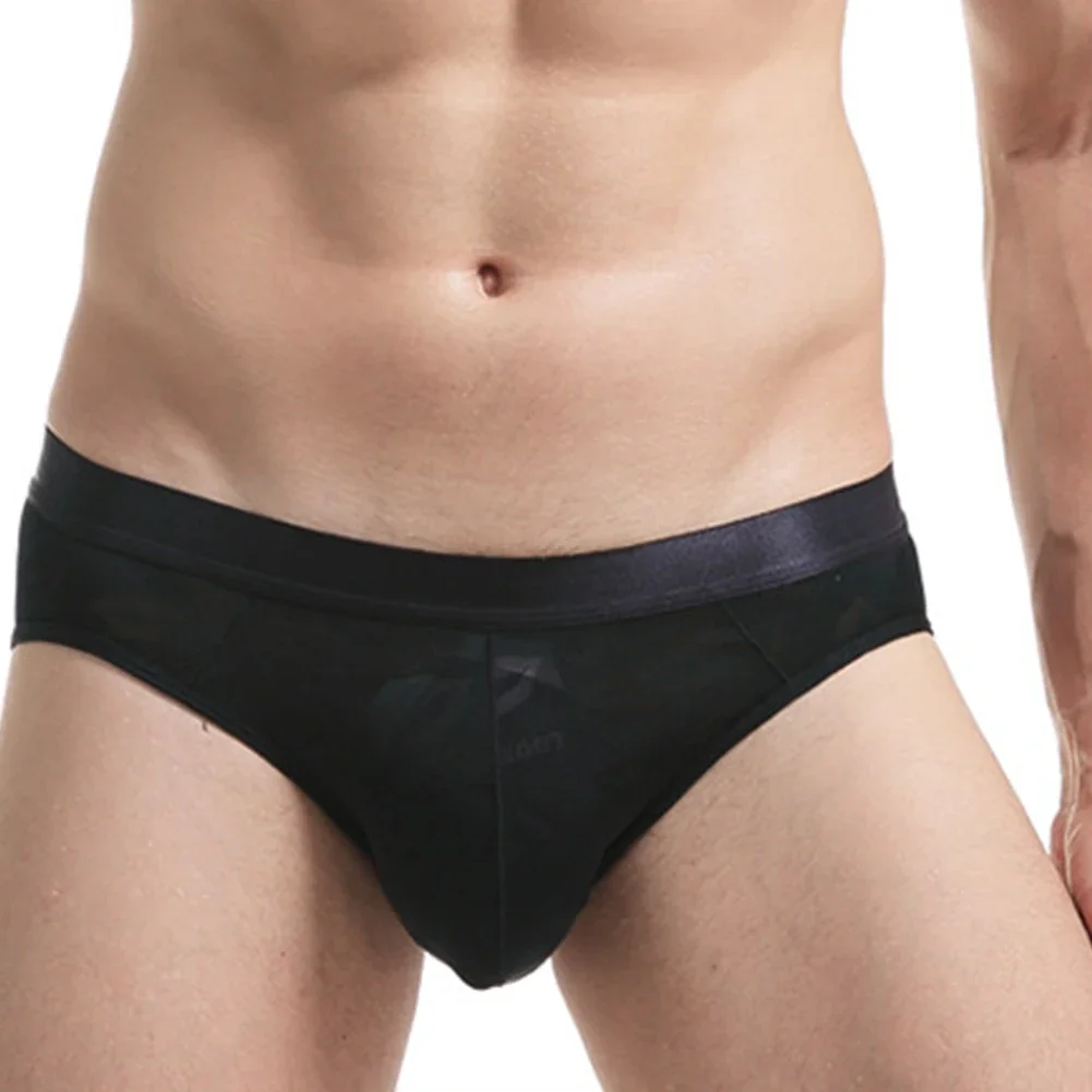 

1 шт. модное мужское прозрачное нижнее белье с принтом, ультратонкие дышащие трусы с низкой талией