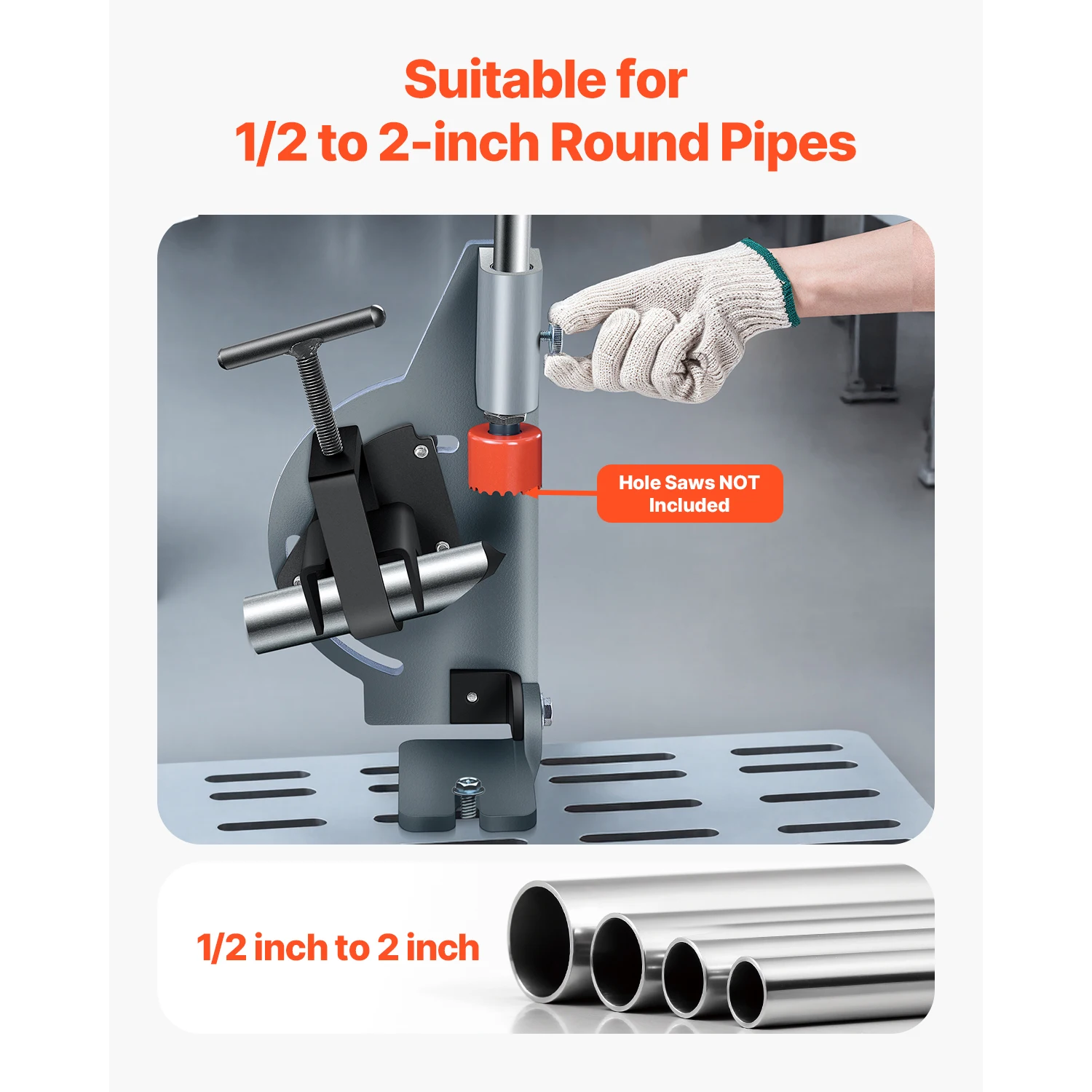 SucceBuy Pipe Notcher Tubing Notcher for 1/2 to 2-inch Pipes Pipe & Tube Notcher with 0 to 60° Adjustable Angle for Repair Shops