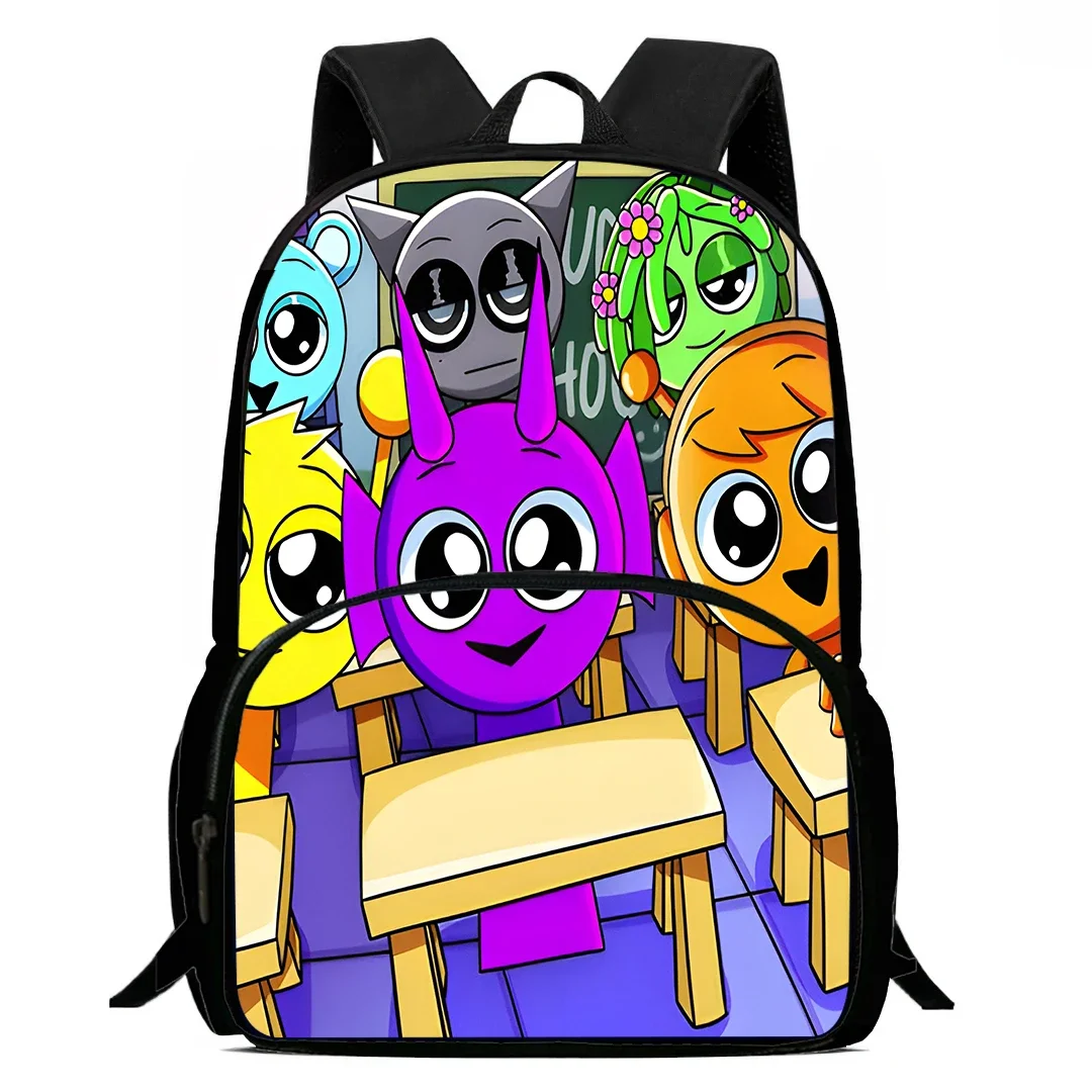 حقائب مدرسية مطبوعة برسوم كارتونية Ainme Game SPrunki للأولاد والبنات، حقيبة ظهر مدرسية مقاس 15 بوصة مع حقيبة أمامية، حقيبة ظهر للأطفال خفيفة الوزن