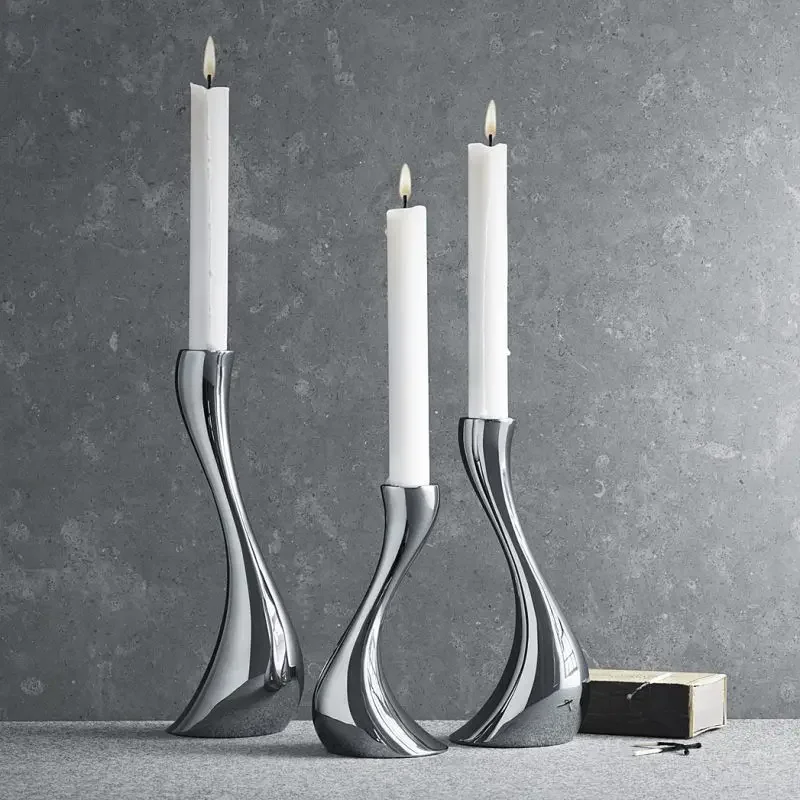 Silver Ceramics Candlestick Curved Abstract Candle Holder Desktop Center Handicraft Ornaments Wedding Decoration Dining Table