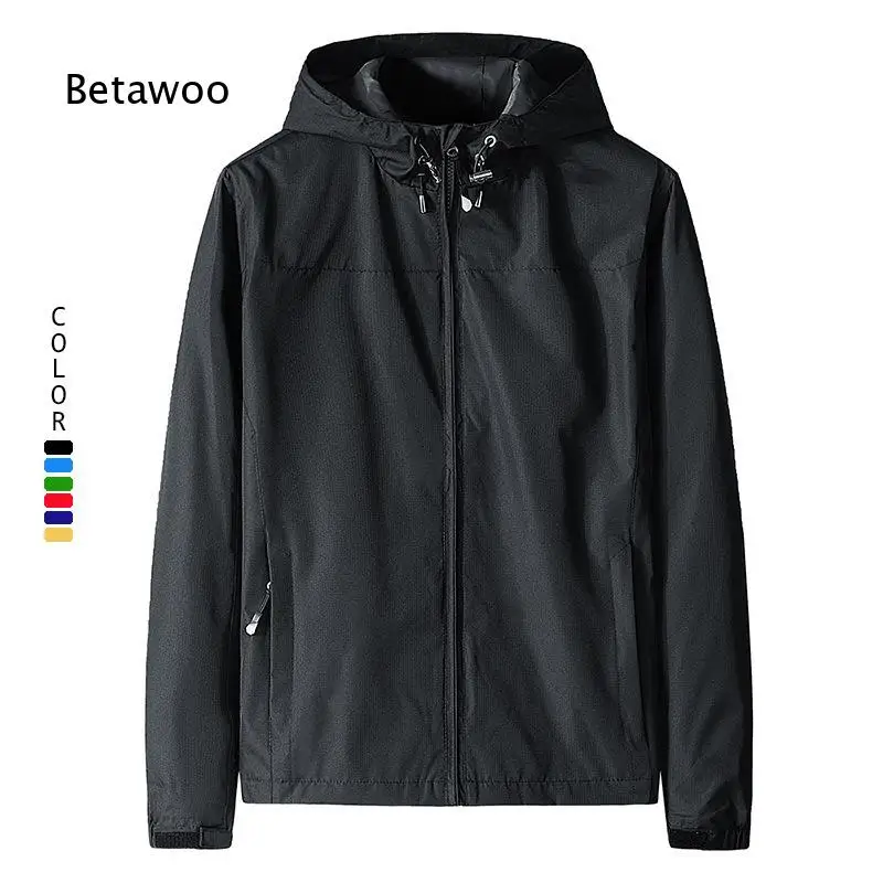 Mens Lightweight Hooded Windbreaker Jacket Wind And Water Resistant Loose Plus Size Outerwear For Autumn Sports Group Custom Ava