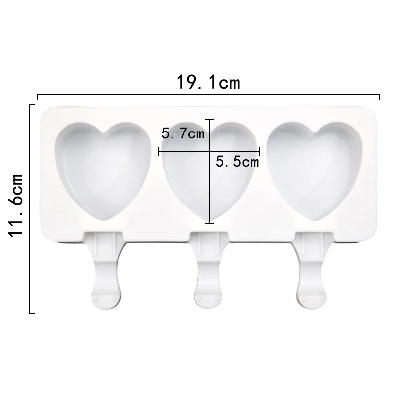 Ice Cream Mold Heart Shape Silicone Popsicle Form Maker Ice Lolly Moulds Ice Cube Tray for Party Bar Decoration fondant molds