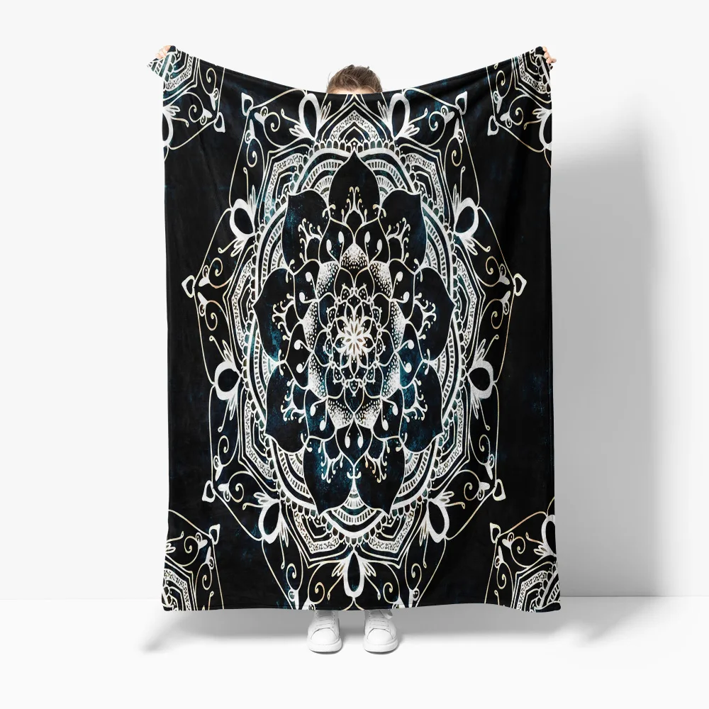 

Bohemian Mandala Snowflake Print Throw Blanket Large Soft Fleece Blanket for Sofa Bed Couch Decoration Gift
