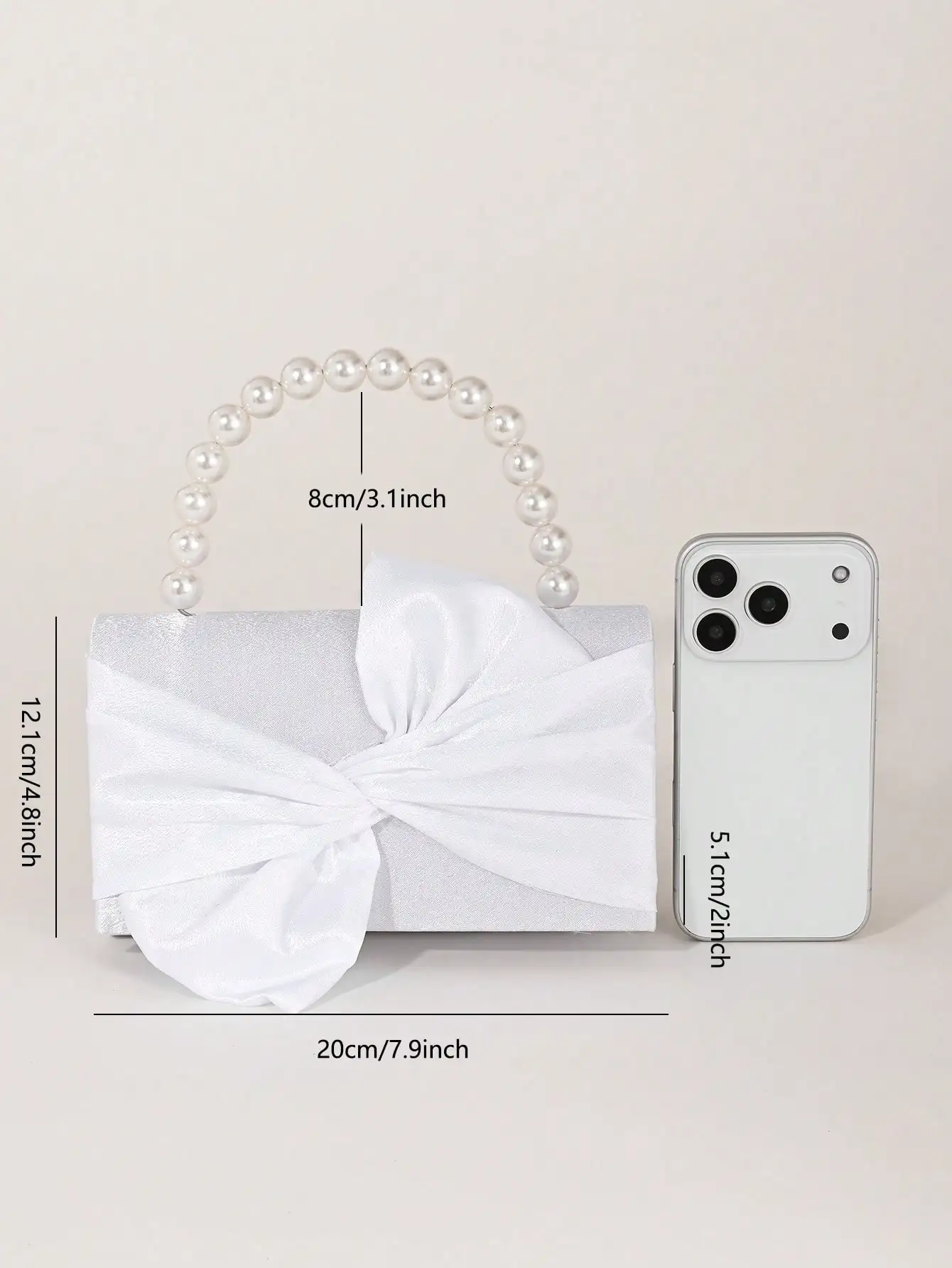 حقيبة سهرة نسائية أنيقة بفيونكة من اللؤلؤ الصناعي - محمولة باليد، مثالية لحفلات الزفاف/الحفلة الراقصة/الحفلات/المناسبات الرسمية #4