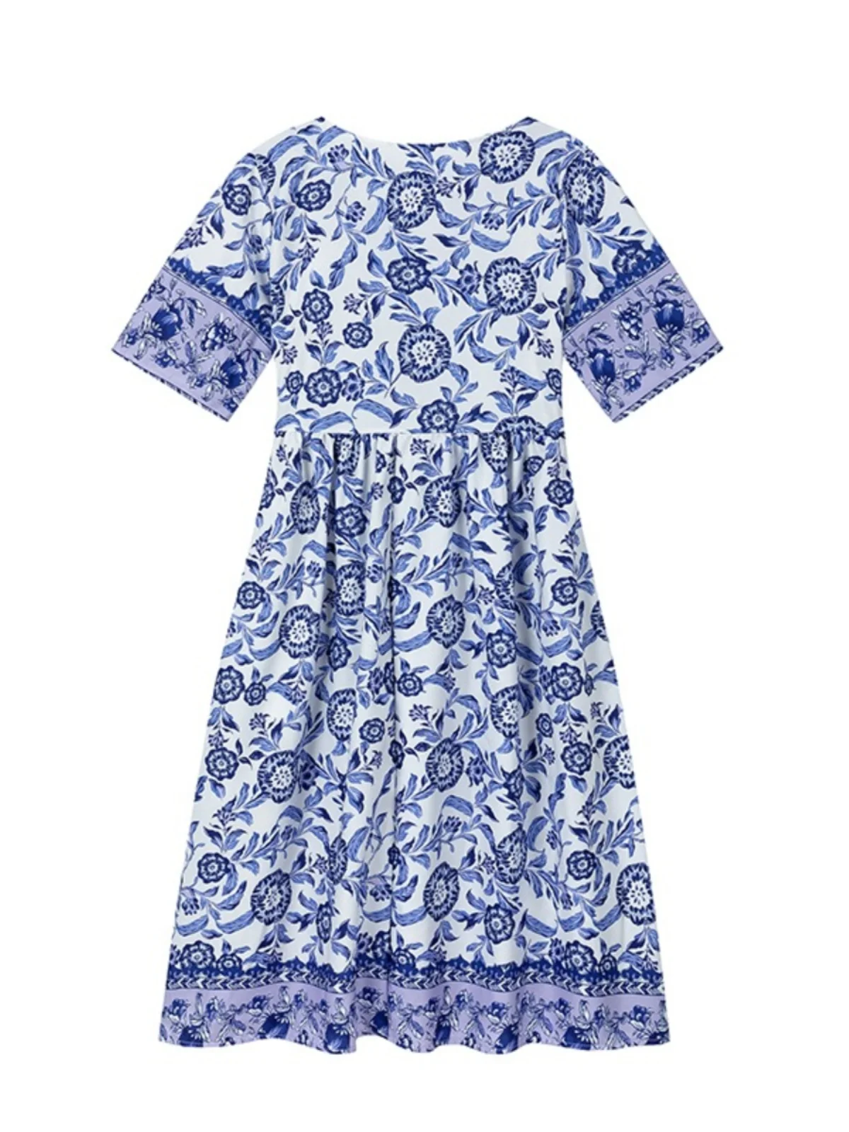 Ele V-ne Single-Button Floral Print Midi Dr Faionable ort-sved Midi-Länge Dr zum Pendeln