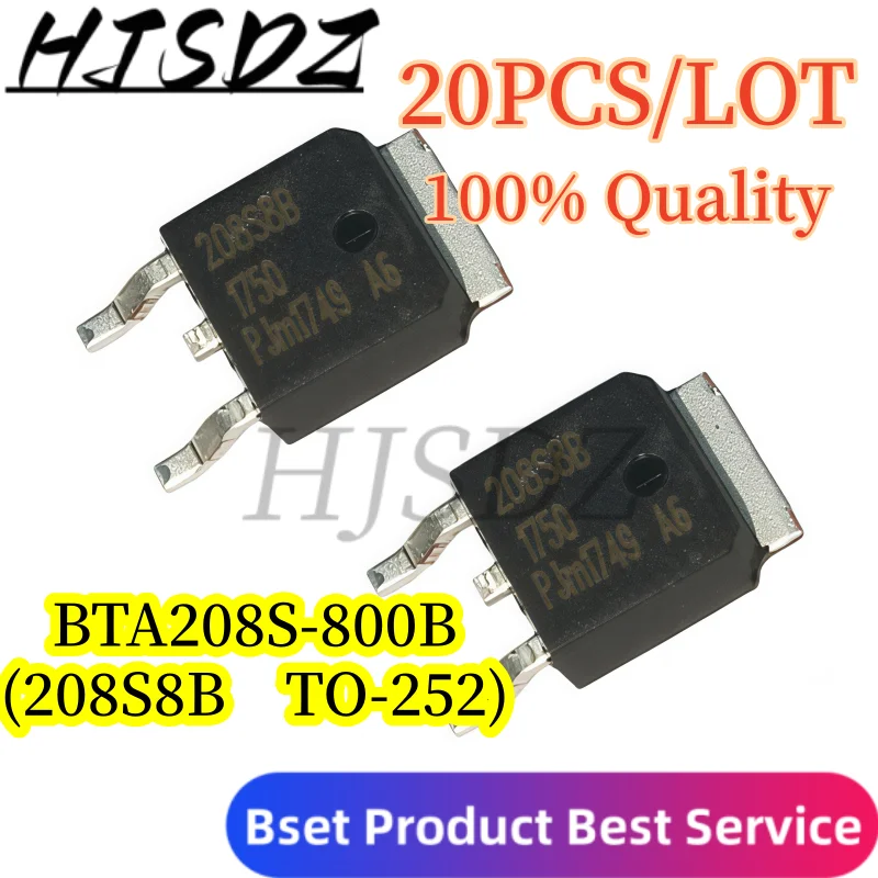100% Quality【20PCS/LOT】BTA208S-800B 208S8B TO-252 8A800V bidirectional thyor silicon controlled rectifier