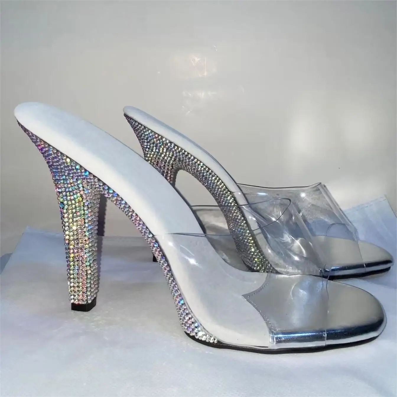 Brandneue 12cm Mode Modell High Heels, rutsch feste Sommer party Bühnenshow, Kristall Diamant Sohle Runway Tanz schuhe