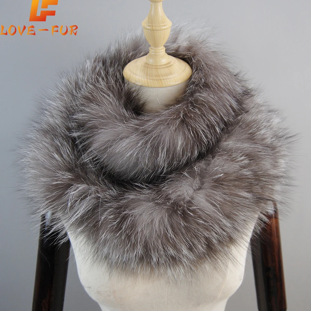 2024 Hot Sale Womens Muffler Wraps Knitted Ring Infinity Scarf Snood Warm Soft Winter Genuine Real Fox Fur Hand Knitting Scarves