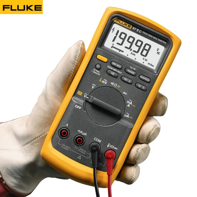 Fluke 87 V/C True RMS Digital Multimeter for Industrial Electrician Compact Size Model 87V MAX Professional Tool