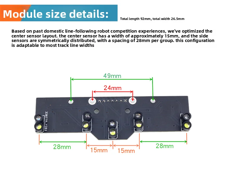 5 Channel Digital Grayscale Sensor Module, Infrared Line Follower Sensor for Smart Car Competition, Color Detection