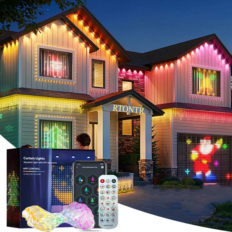 400 المصابيح أضواء الستار الذكية بلوتوث التطبيق LED سلسلة RGB الجنية أضواء DIY الموسيقى تغيير عرض لنافذة غرفة نوم الديكور #1