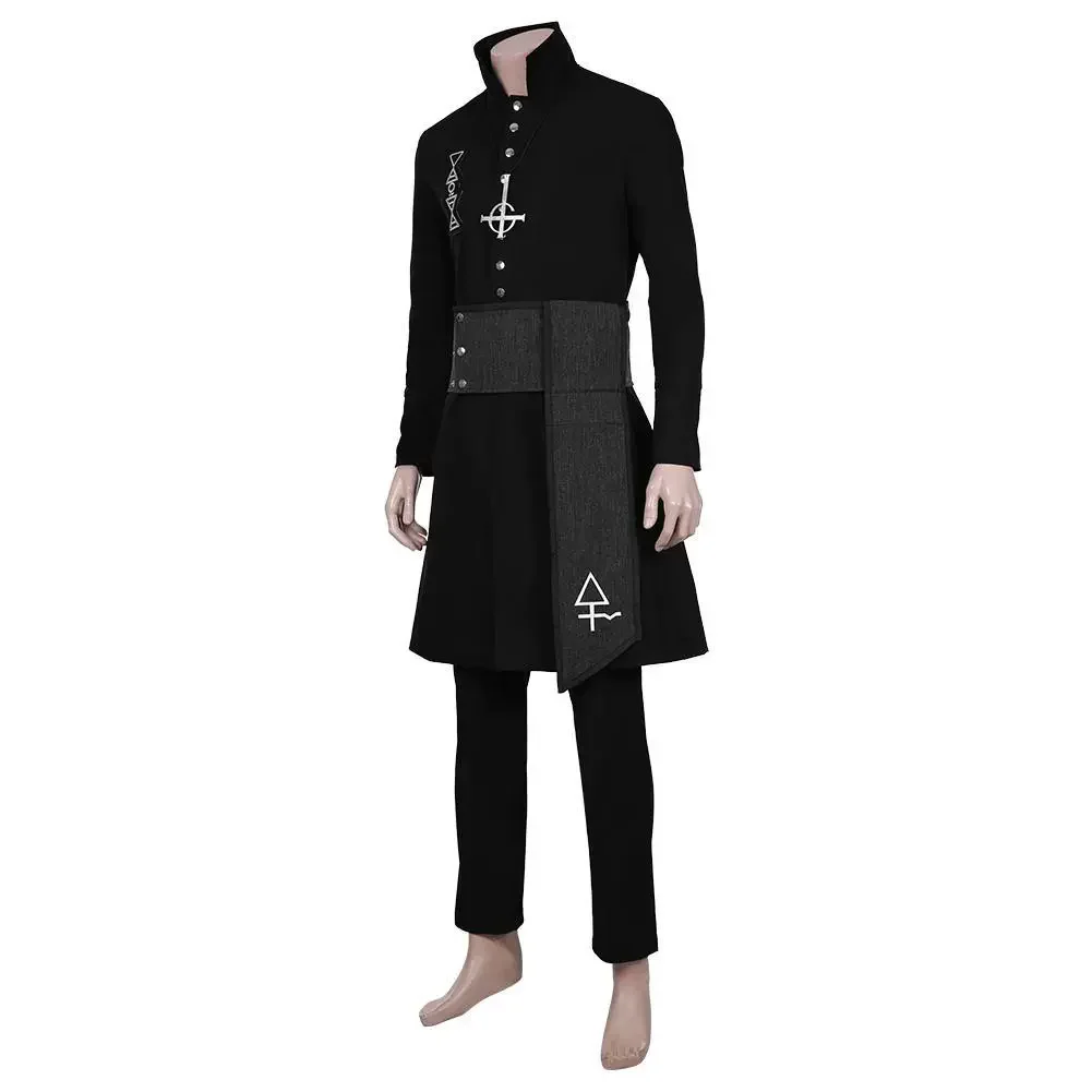 

Band Ghost B.C. Cosplay Alpha and Omega Costume Black Robe Pants Full Set for Man Halloween Cos Stage Show Outfit