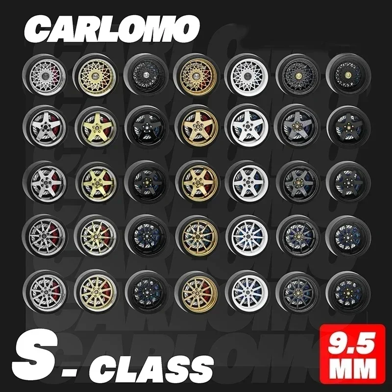 1/64 Alloy CARLOMO 9.5mm Wheels or COOLCARIFUN 10.5mm Wheel with Brake and Tires 1:64 Model Car TLV/IG/HW Modified Parts