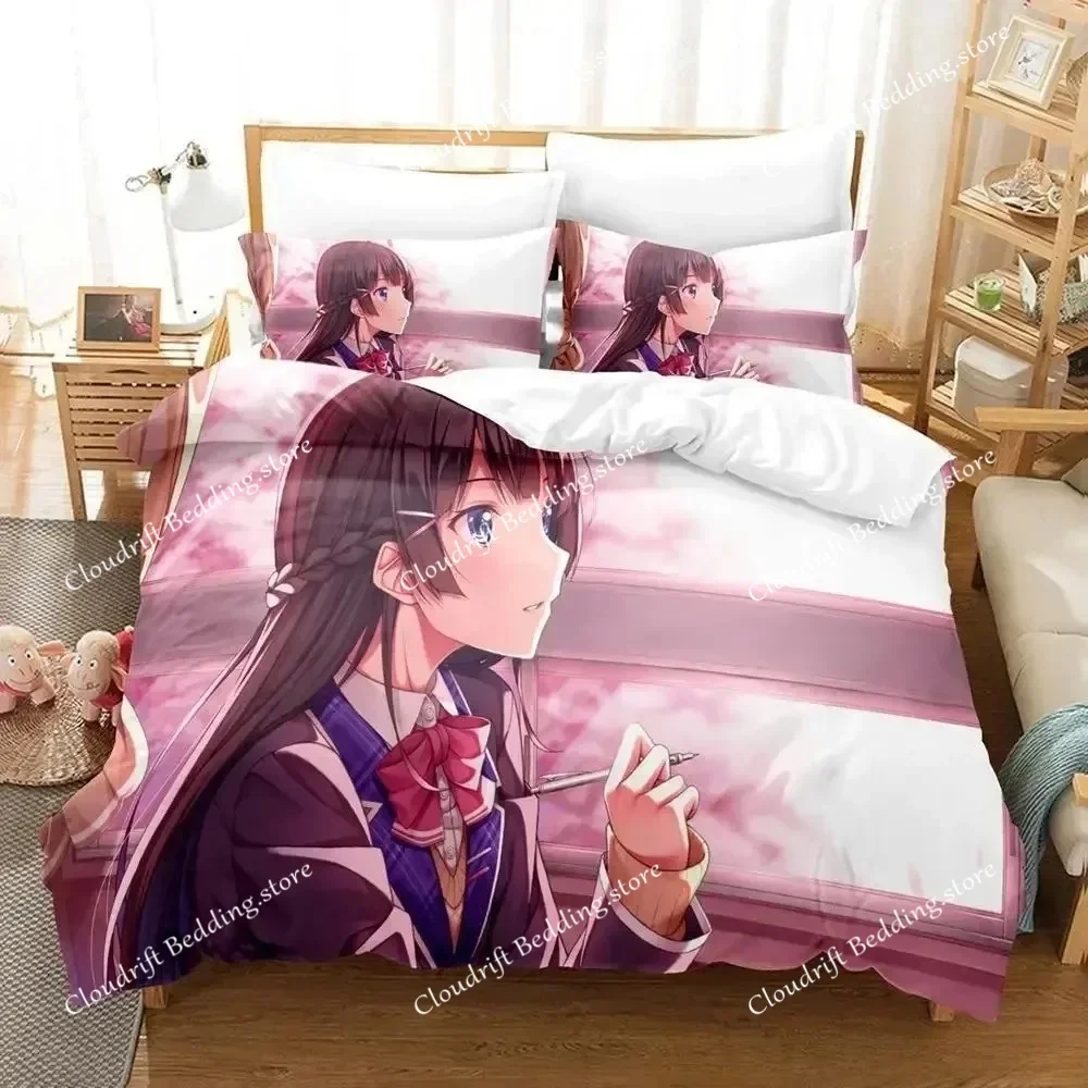 New Virtual Youtuber Tsukino Mito Bedding Set Cartoon Anime Adult Kid Bedroom Duvet Cover Sets 3D Kawaii Girls