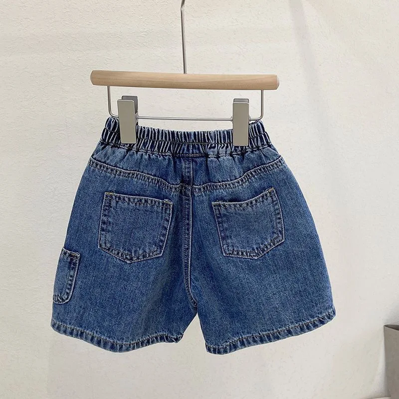 RAISE YOUNG Sommer Mädchen Jeans-Shorts mit Aufkleber 1-8 Jahre Kinder Mädchen Shorts Lässige Elastische Taille Kleinkind Mädchen Shorts – Detail 2