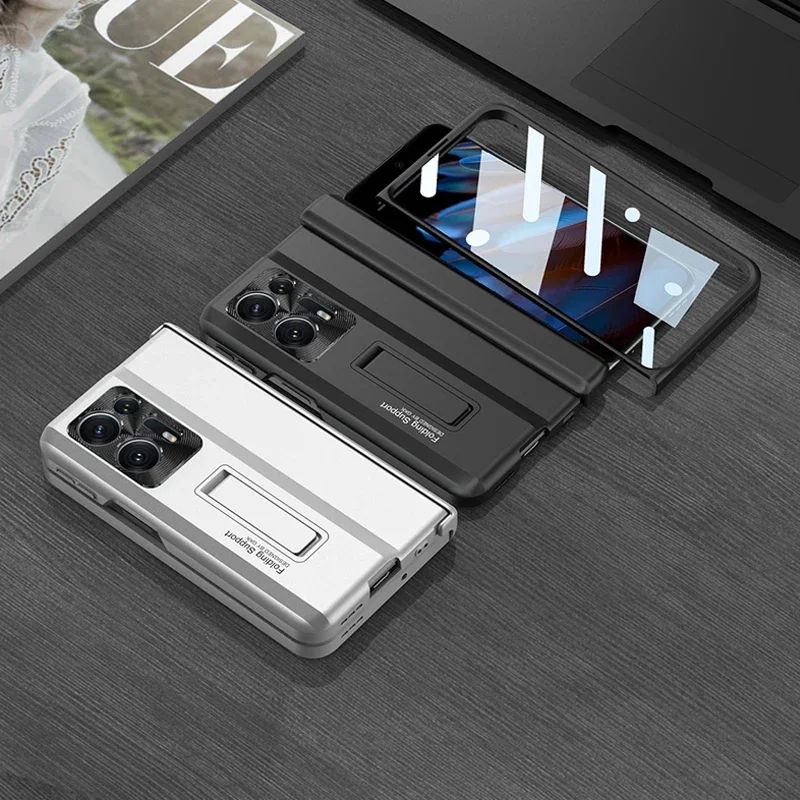 Magnetic Hinge Protection Stand Phone Cover for OPPO Find N2 Case with Screen Protector Bracket Shockproof Hard Plastic