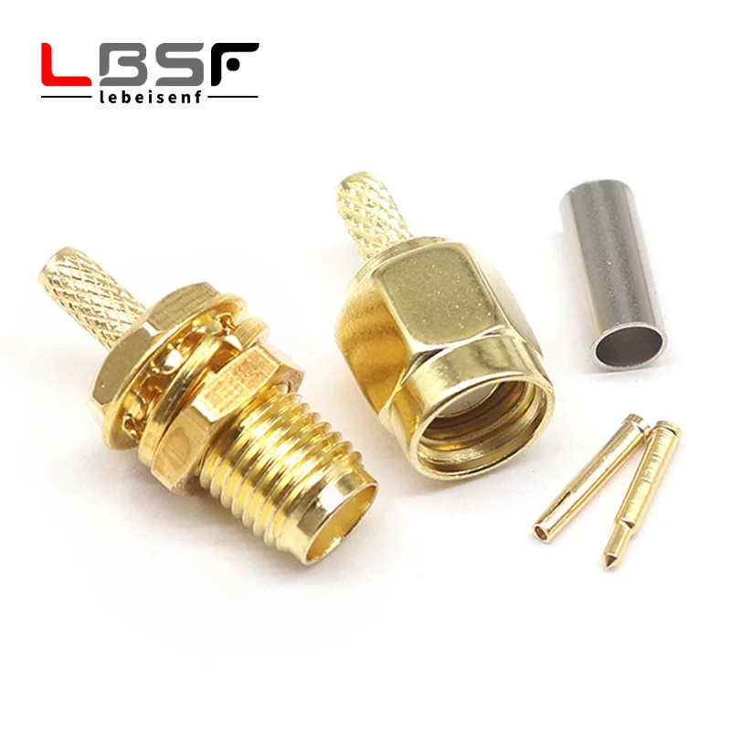 10pcs Coaxial RF Connector RP-SMA-J/K-1.5 Reverse Polarity Male Head Female Pin WIFI Antenna Extension Cable Connector