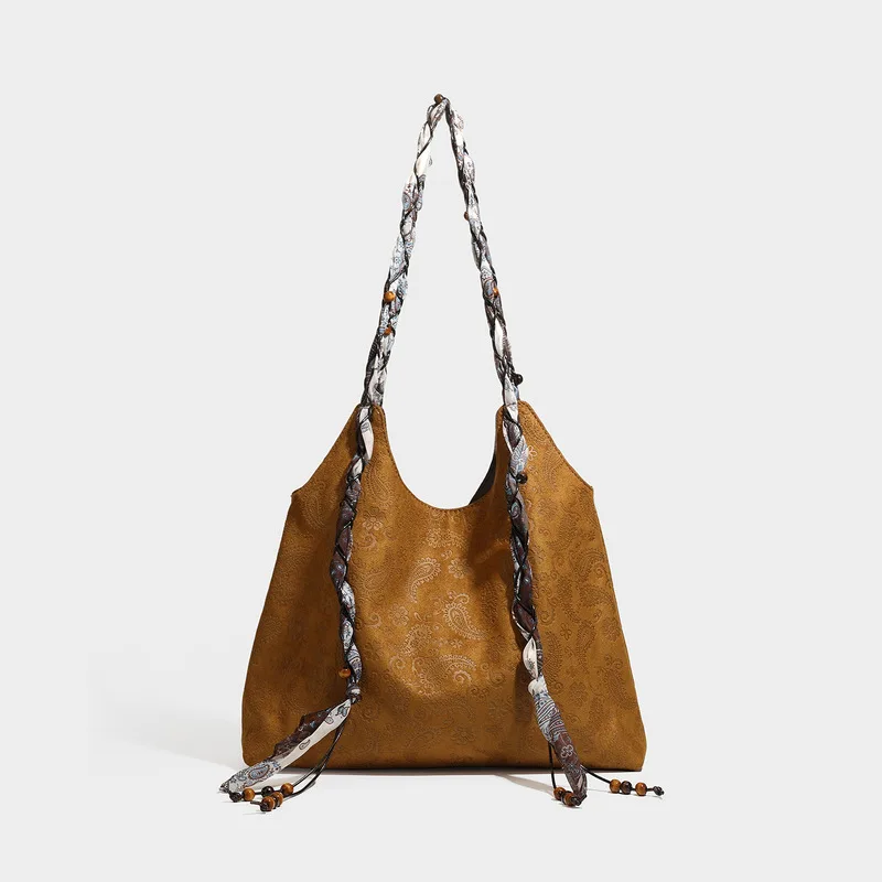2026 new winter collection, large capacity single shoulder tote bag, silk scarf design, suitable for commuting to work